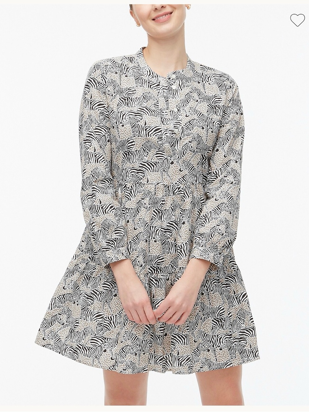 J.CREW‎ Factory Zebra Animal Print Dress Cotton Blend Lined Safari S